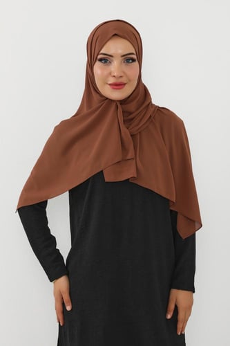 حجاب شيفون بمغناطيس وقبعة جانبي-بني