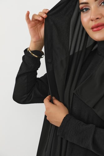 حجاب شيفون بمغناطيس وقبعة جانبية على الجهة اليسرى-...