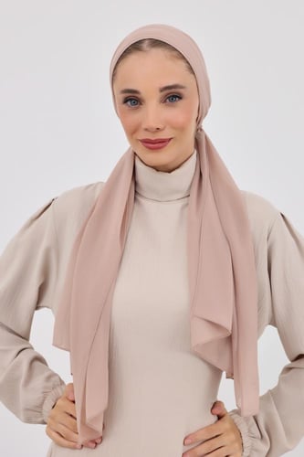 توربان شيفون مع قبعة داخلية-بيج
