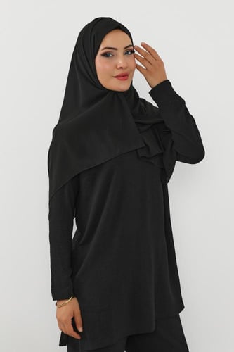 حجاب شيفون بمغناطيس وقبعة جانبية على الجهة اليسرى-...