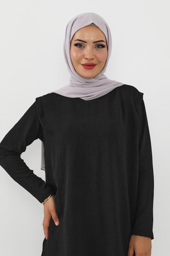 حجاب شيفون بمغناطيس وقبعة بالوسط-رمادي