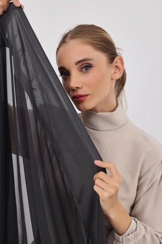 طرحة شيفون مبطنه للعباية-رمادي