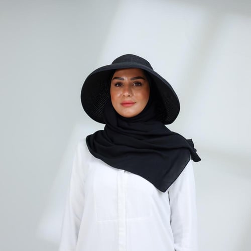 طقم نصف قبعة مع طرحة صيفية-اسود