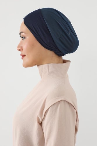 قبعة تحت الحجاب شفافة من الخلف - كحلي