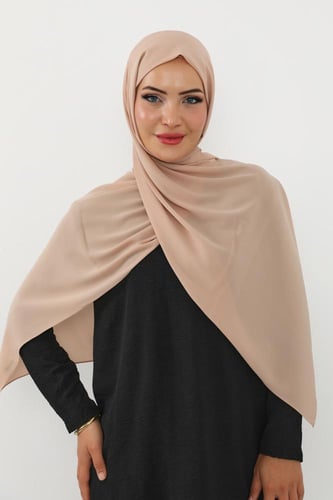 حجاب شيفون بمغناطيس وقبعة بالوسط-بيج