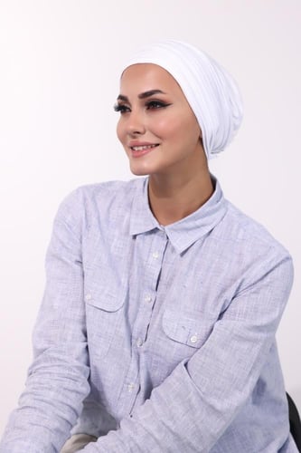 توربان قطعتين دبل سترتش ابيض - طقطق