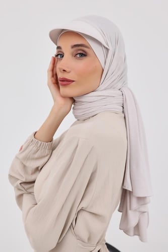 طرحة قطنية مع كاب- بيج فاتح