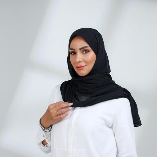 حجاب مع فتحة عند الاذن عادي - اسود