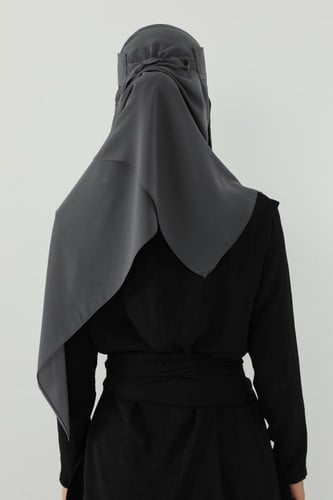 طقم طرحة ونقاب-رمادي