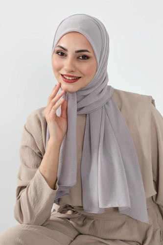 طرحة كرنشي مخيطة-رمادي