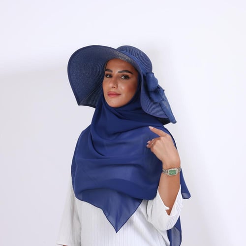 طقم قبعة كاملة مع طرحة صيفية-كحلي