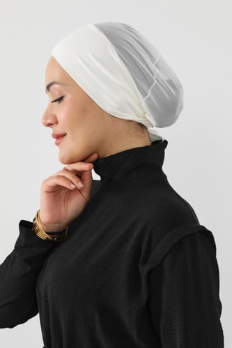 قبعة تحت الحجاب شفافة من الخلف - ابيض