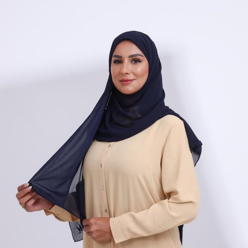 طرحة شيفون ربع مبطن من الامام كحلي غامق مبطن