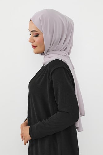 حجاب شيفون بمغناطيس وقبعة بالوسط-رمادي
