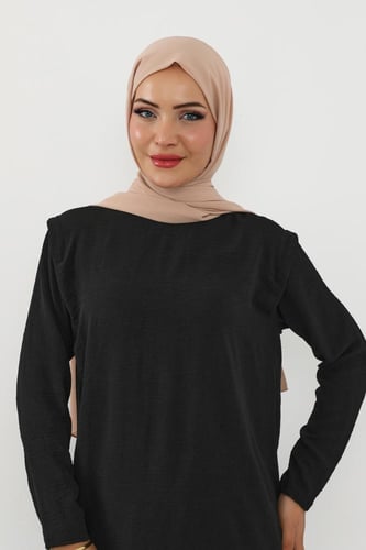 حجاب شيفون بمغناطيس وقبعة جانبي-بيج