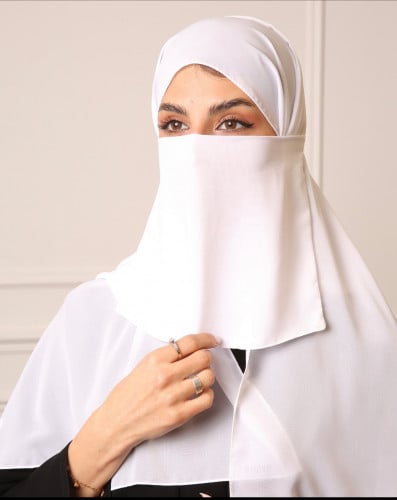 طقم طرحة مع لثام ليزر - أبيض