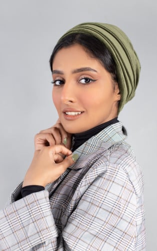 توربان لزق قطعتين مخمل - زيتي