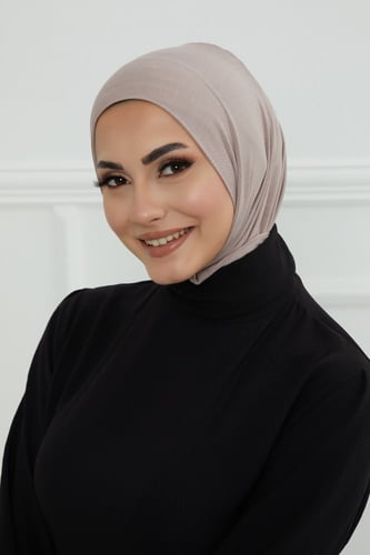 قبعة حجاب دبل سترتش ربط - بيج