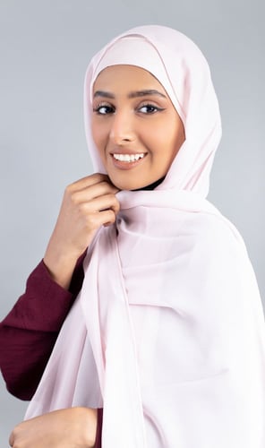 طرحة شيفون مع قبعة منفصلة- وردي