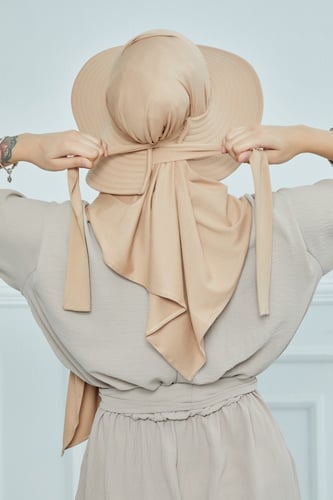 حجاب الشاطي مع قبعة - رملي
