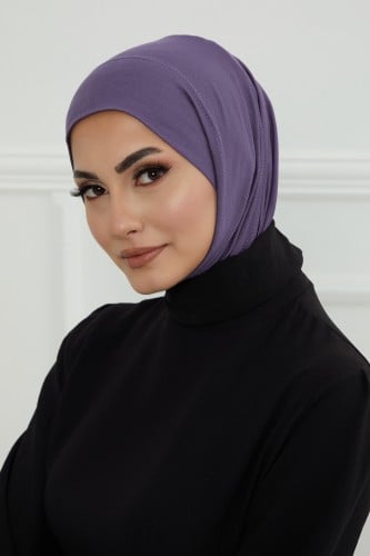 قبعة حجاب دبل سترتش ربط - بنفسجي