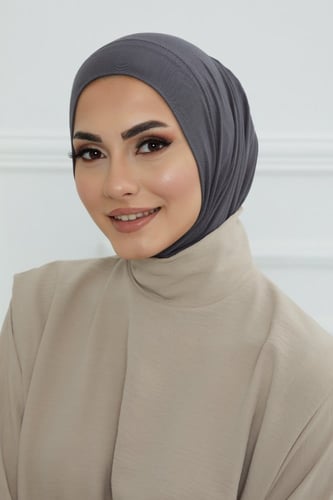 طرحة دبل سترتش ربط من الخلف - رمادي