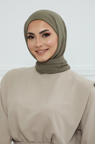 طرحه شيفون مع قبعة - زيتي