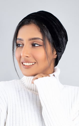 توربان لزق قطعتين مخمل - اسود