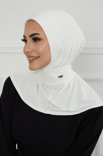 قبعة حجاب دبل سترتش ربط - أوف وايت