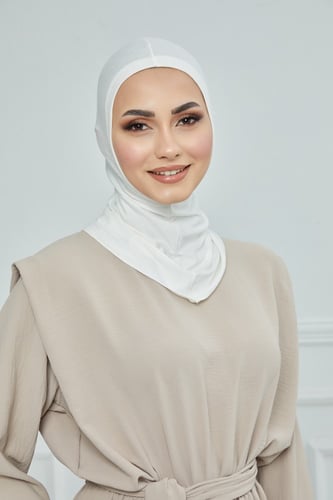 حجاب مع نصف قبعة مفصولة - أوف وايت