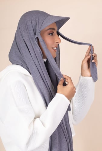 طرحة قطنية مع كاب - رمادي