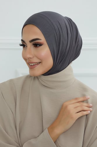 طرحة دبل سترتش ربط من الخلف - رمادي