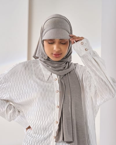 طرحة قطنية مع كاب- رمادي