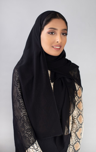 طرحة شيفون ربع مبطن للعباية - اسود