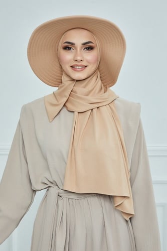 حجاب الشاطي مع قبعة - رملي