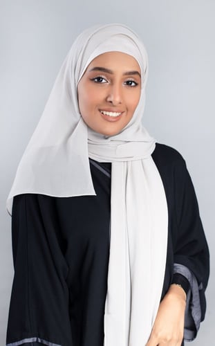 طرحة شيفون مع قبعة منفصلة- رمادي