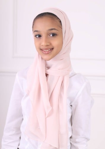 طرحة بناتي شيفون مشبوكة مع قبعة - بنك