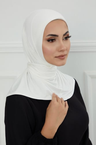 قبعة حجاب دبل سترتش ربط - أوف وايت