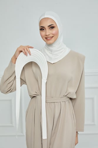 حجاب مع نصف قبعة مفصولة - أوف وايت
