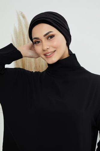 توربان لزق قطعتين مخمل - اسود