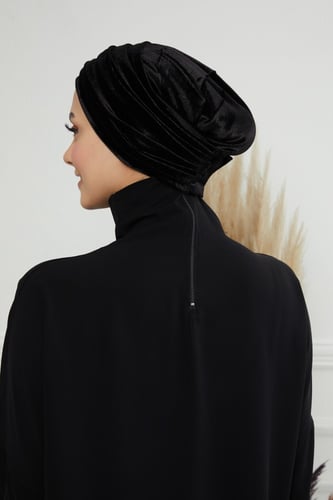 توربان لزق قطعتين مخمل - اسود