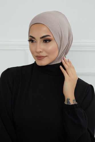 قبعة حجاب دبل سترتش ربط - بيج