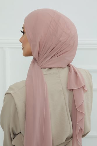 طرحه شيفون مع قبعة - وردي