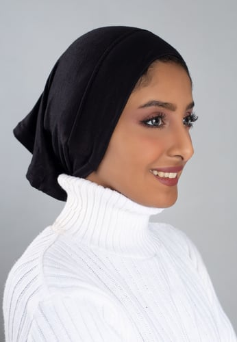 طرحة شيفون مع قبعة منفصلة- أسود