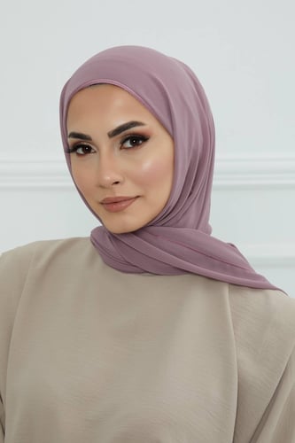 طرحه شيفون مع قبعة - ليلك