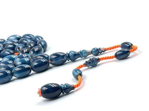 سبحة عكروكي ازرق مقشور من عقود صب قديم خراطة عقيل...