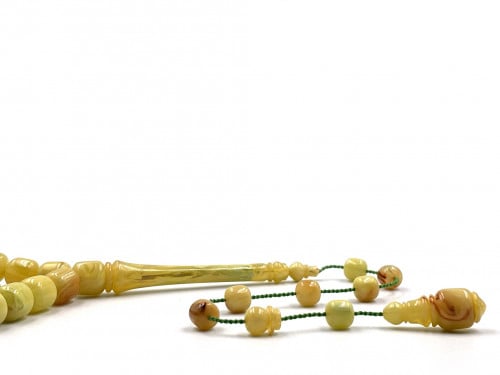 سبحة بكلايت من مقابض سكاكين فستقي بعرق احمر معرقة...