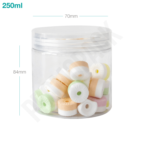 جار بلاستيك 250 ملم بغطاء بلاستيك شفاف