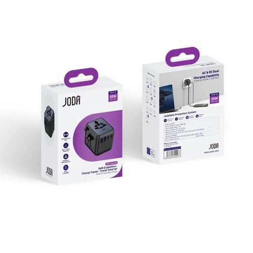 جودا - شاحن جداري عالمي بقوة 35 واط و بمنافذ و مقا...