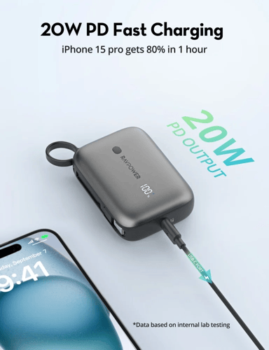 بطارية متنقلة 10 آلاف ملي امبير - راف باور 20 واط...